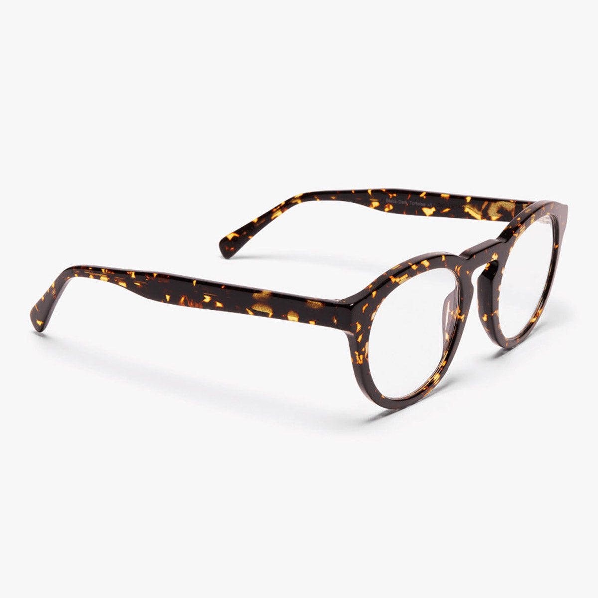 Luxreaders stylish Women's Gråsten Dark Turtle Reading glasses. Made from Bio-acetate in a Round shape.