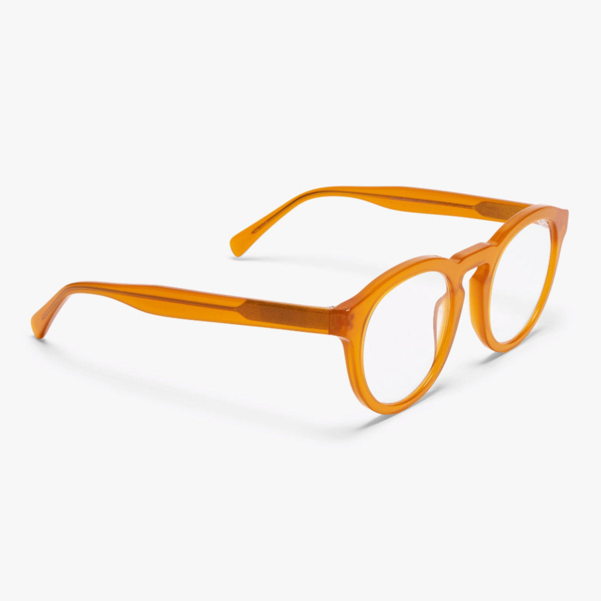 Luxreaders stylish Women's Gråsten Crystal Honey Reading glasses. Made from Bio-acetate in a Round shape.