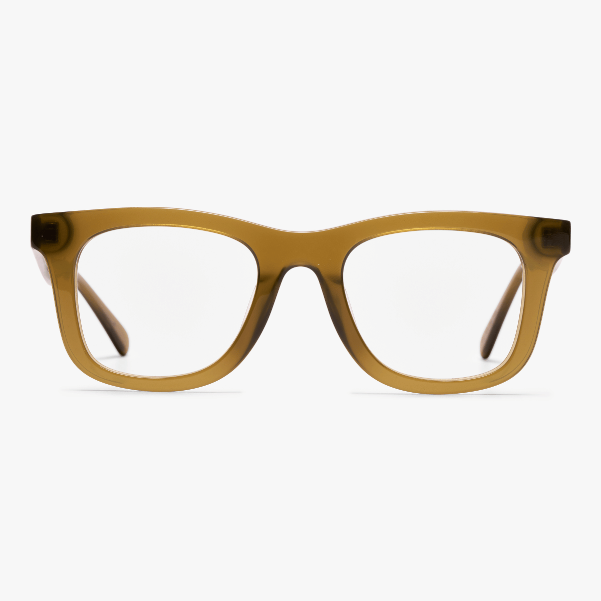 Luxreaders stylish Men's Samsø Shiny Olive Reading glasses. Made from Bio-acetate in a Square shape.