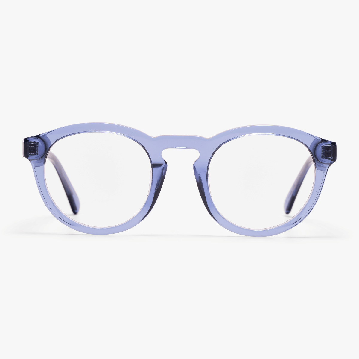 Luxreaders stylish Women's Gråsten Crystal Blue Reading glasses. Made from Bio-acetate in a Round shape.