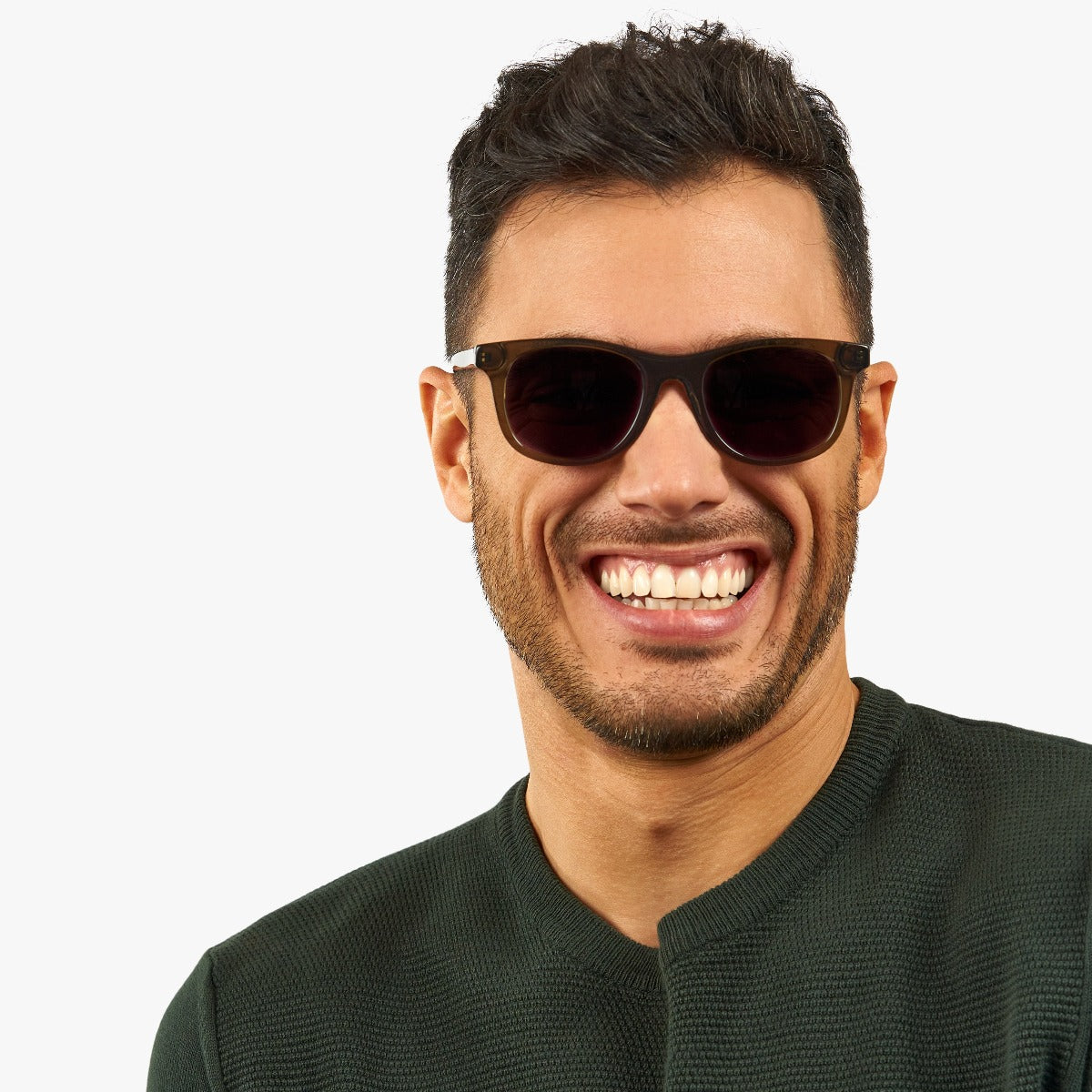 Luxreaders stylish Men's Malmö Shiny Olive Sunglasses. Made from Acetate in a Square shape.