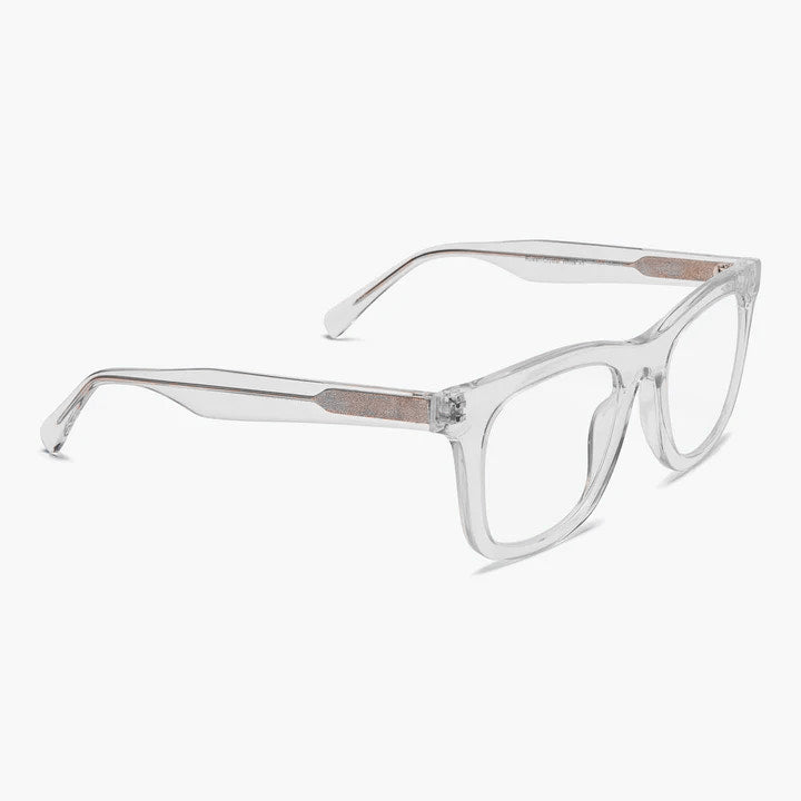 Luxreaders stylish Women's Samsø Crystal White Reading glasses. Made from Bio-acetate in a Square shape.