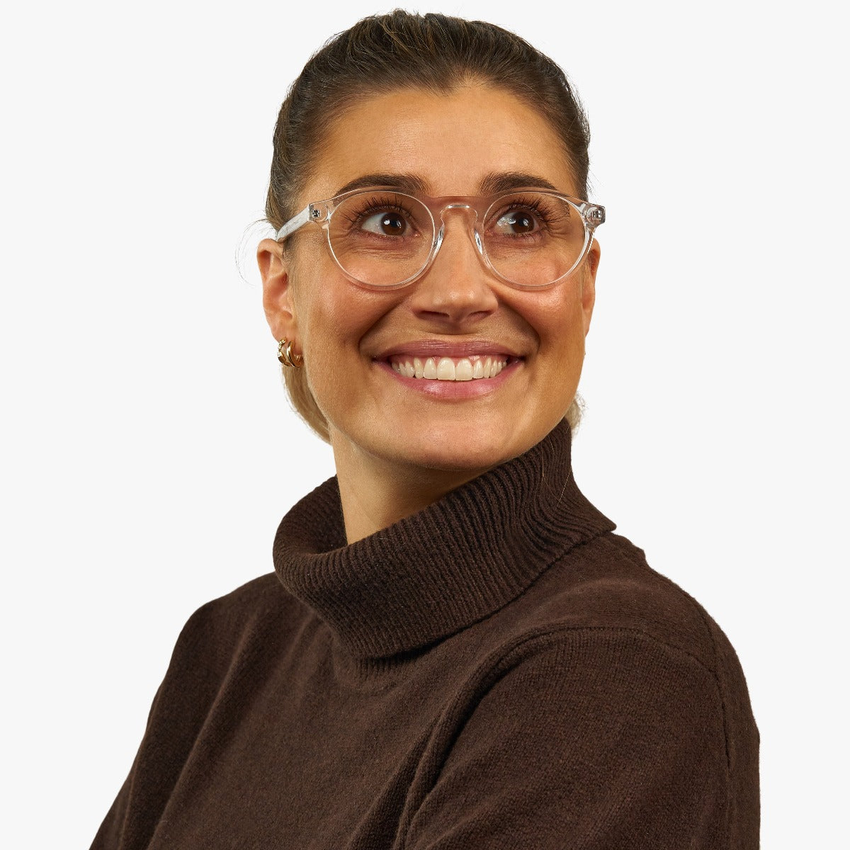 Luxreaders stylish Trondheim Crystal White Reading glasses. Made from Acetate in a Round shape.