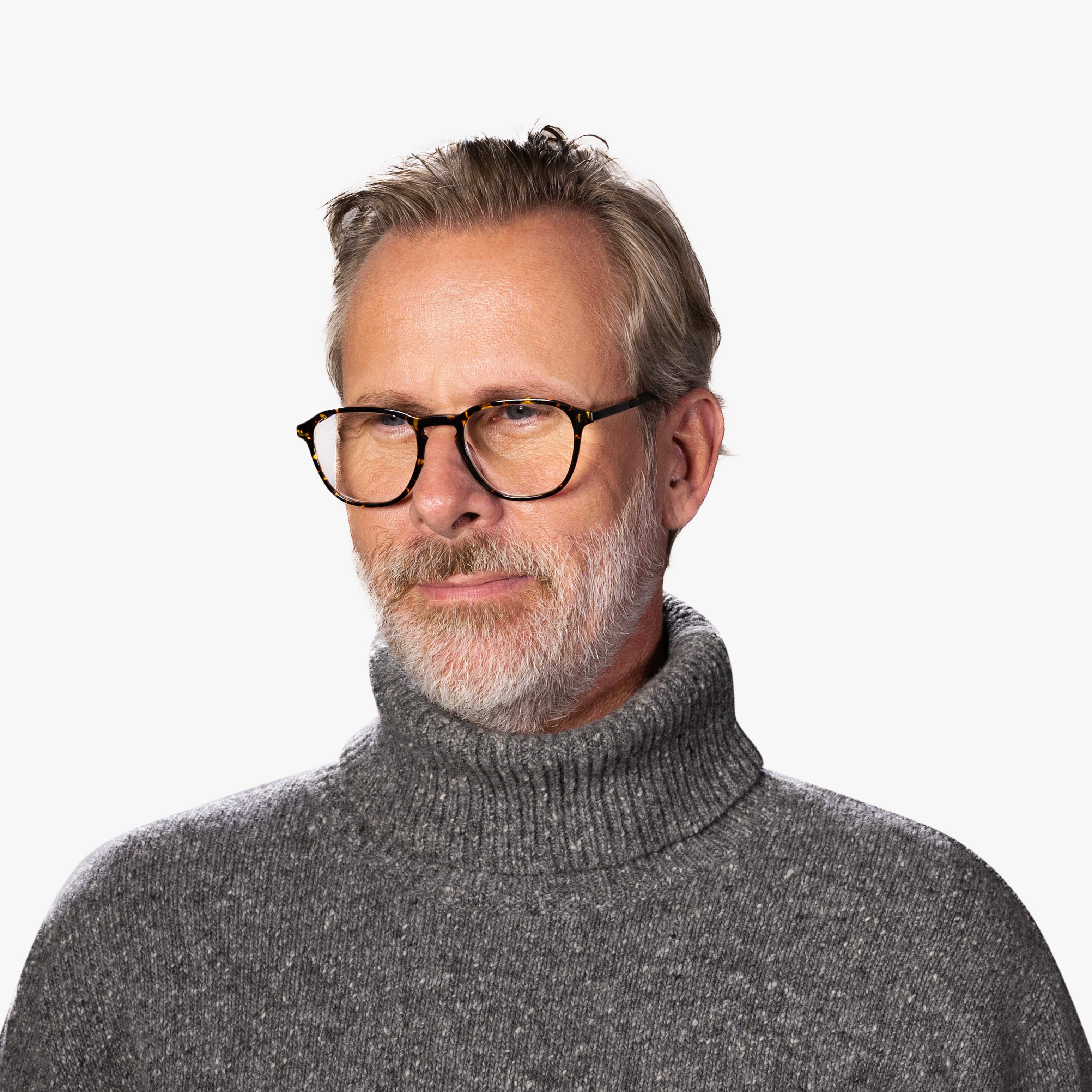 Luxreaders stylish Rønne Dark Turtle Reading glasses. Made from Titanium in a Square shape.