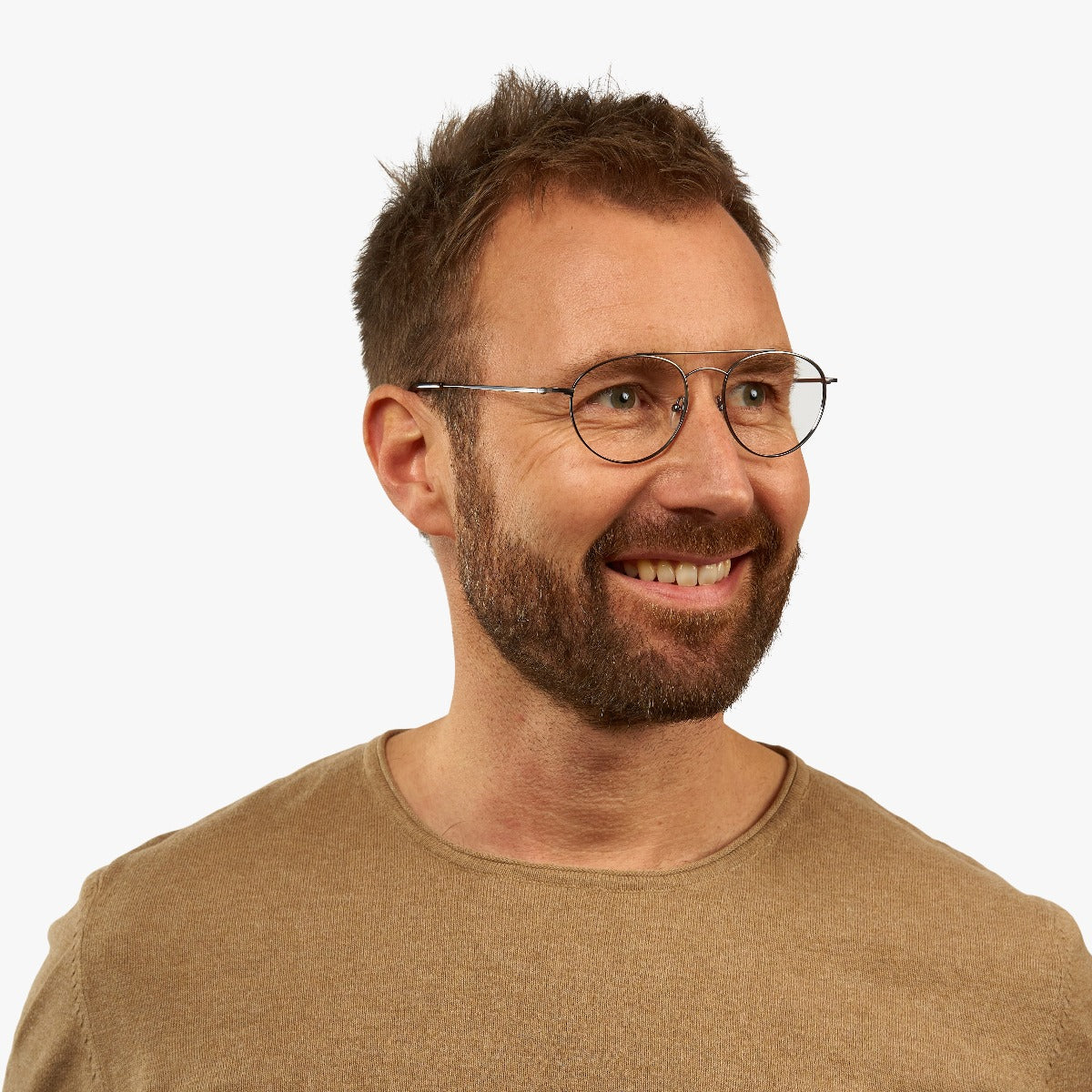 Luxreaders stylish Men's Göteborg Gun Blue light glasses. Made from Stainless steel in a Round shape.