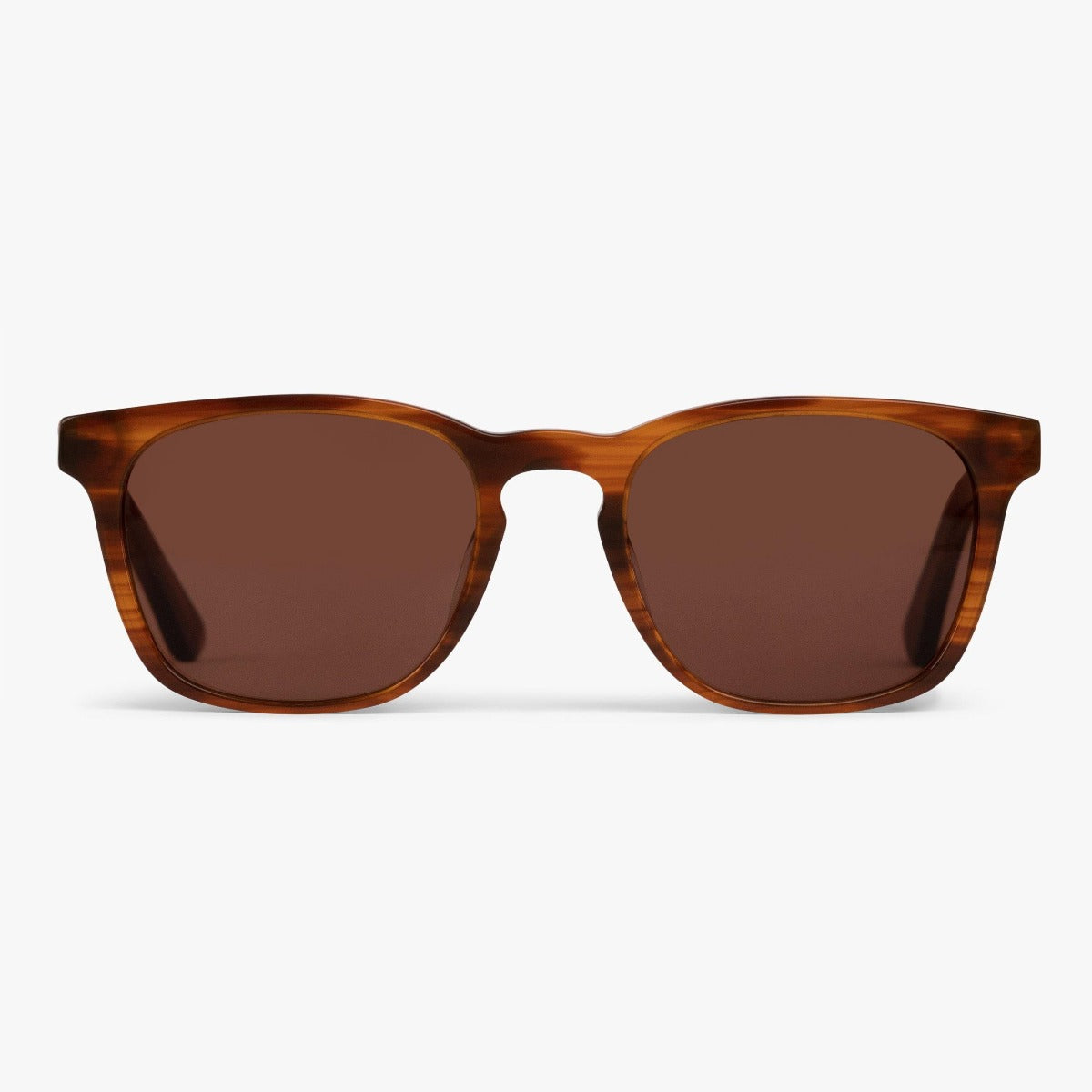 Luxreaders stylish Men's Bornholm Shiny Walnut Sunglasses. Made from Acetate in a Square shape.