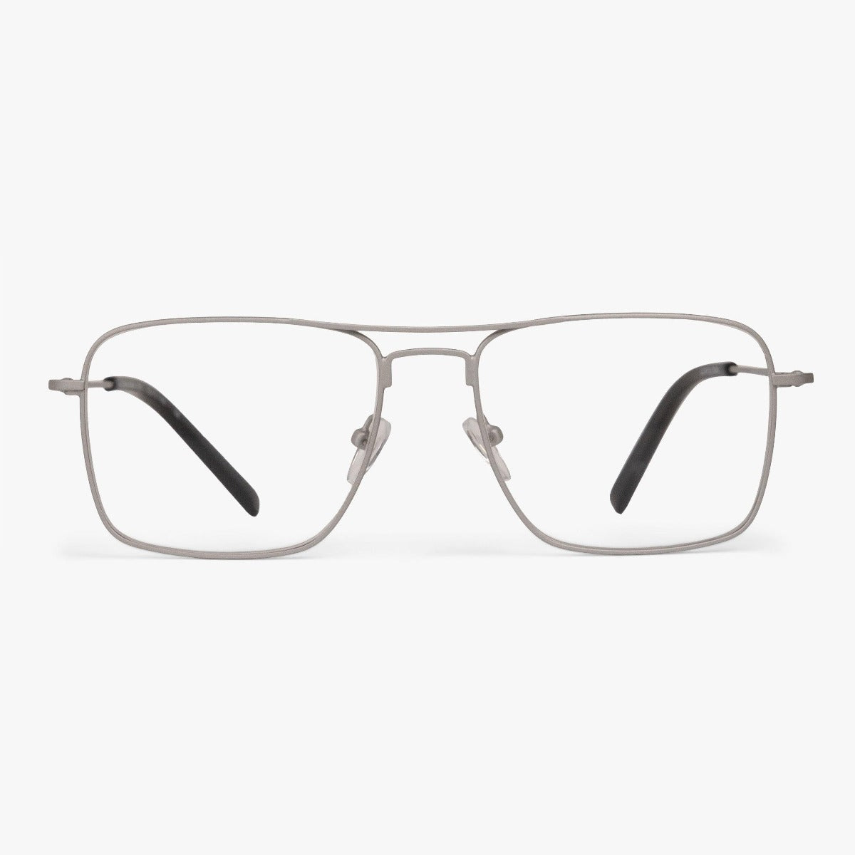 Luxreaders stylish Women's Lidköping Steel Blue light glasses. Made from Stainless steel in a Square shape.