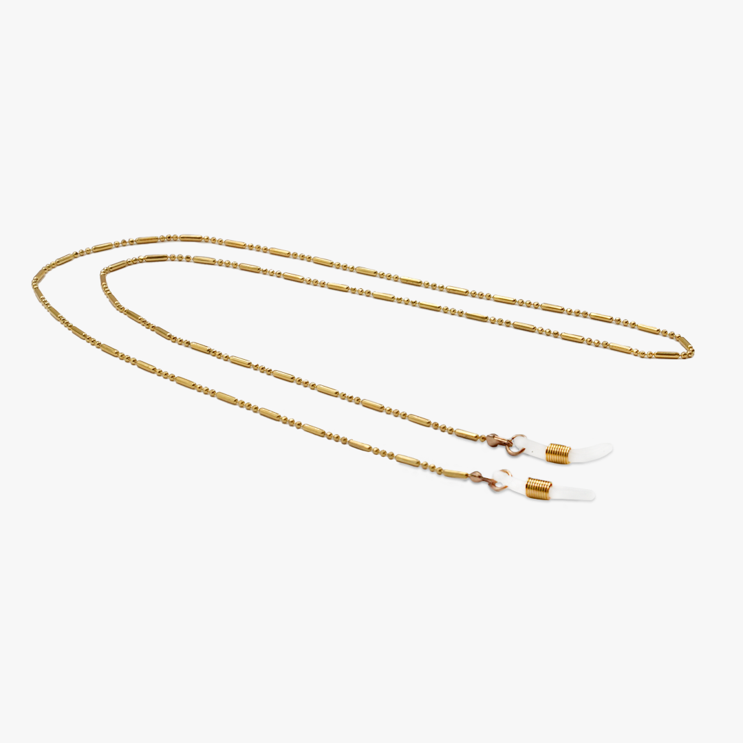 Cord Gold eyeglass chain with gold beads and connectors