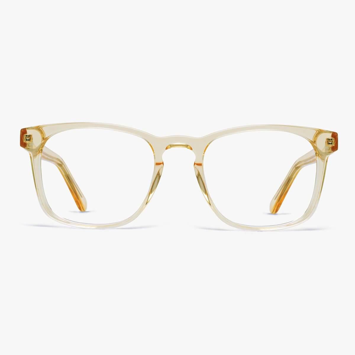 Luxreaders stylish Men's Bornholm Crystal Lemon Reading glasses. Made from Acetate in a Square shape.