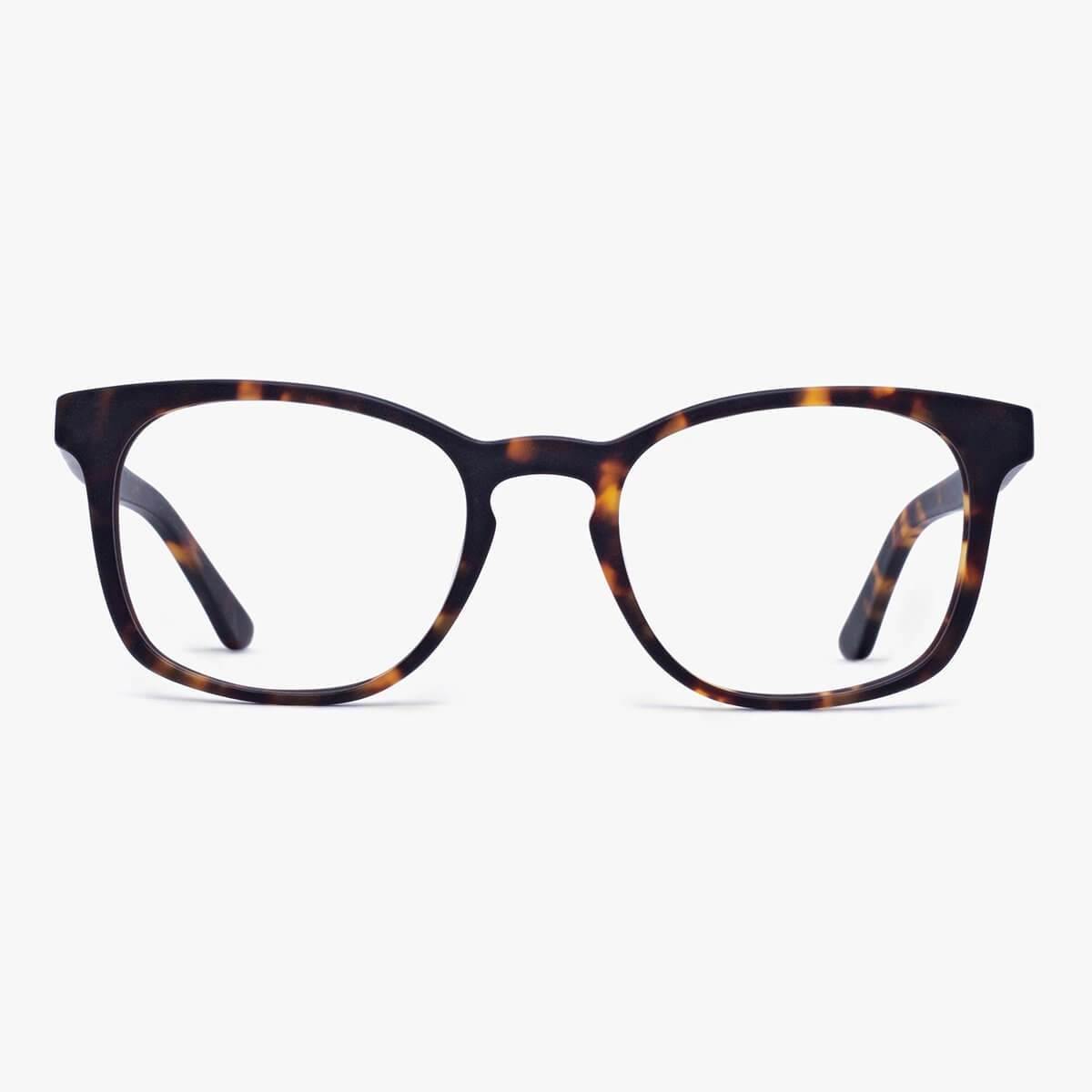 Luxreaders stylish Bornholm Dark Turtle Blue light glasses. Made from Acetate in a Square shape.
