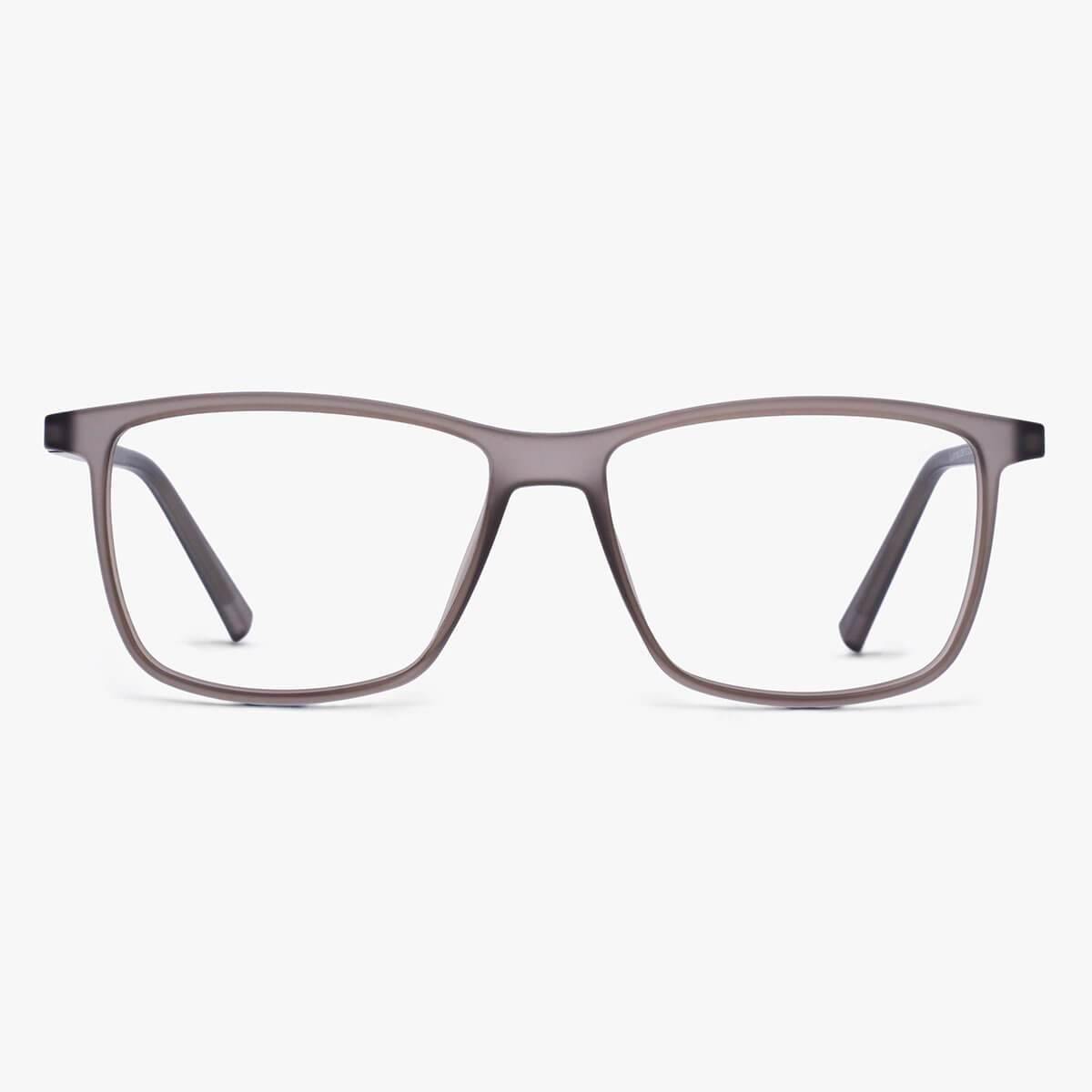 Luxreaders stylish København Grey Blue light glasses. Made from Rubber in a Square shape.