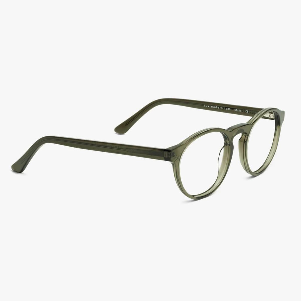 mens trondheim shiny olive reading glasses - luxreaders.se