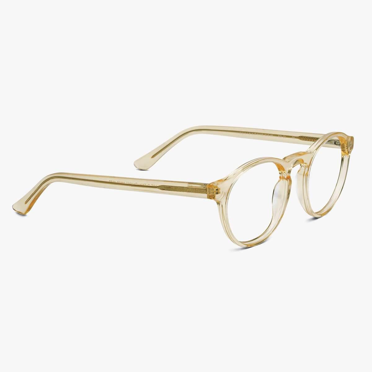 Luxreaders stylish Men's Trondheim Crystal Lemon Reading glasses. Made from Acetate in a Round shape.
