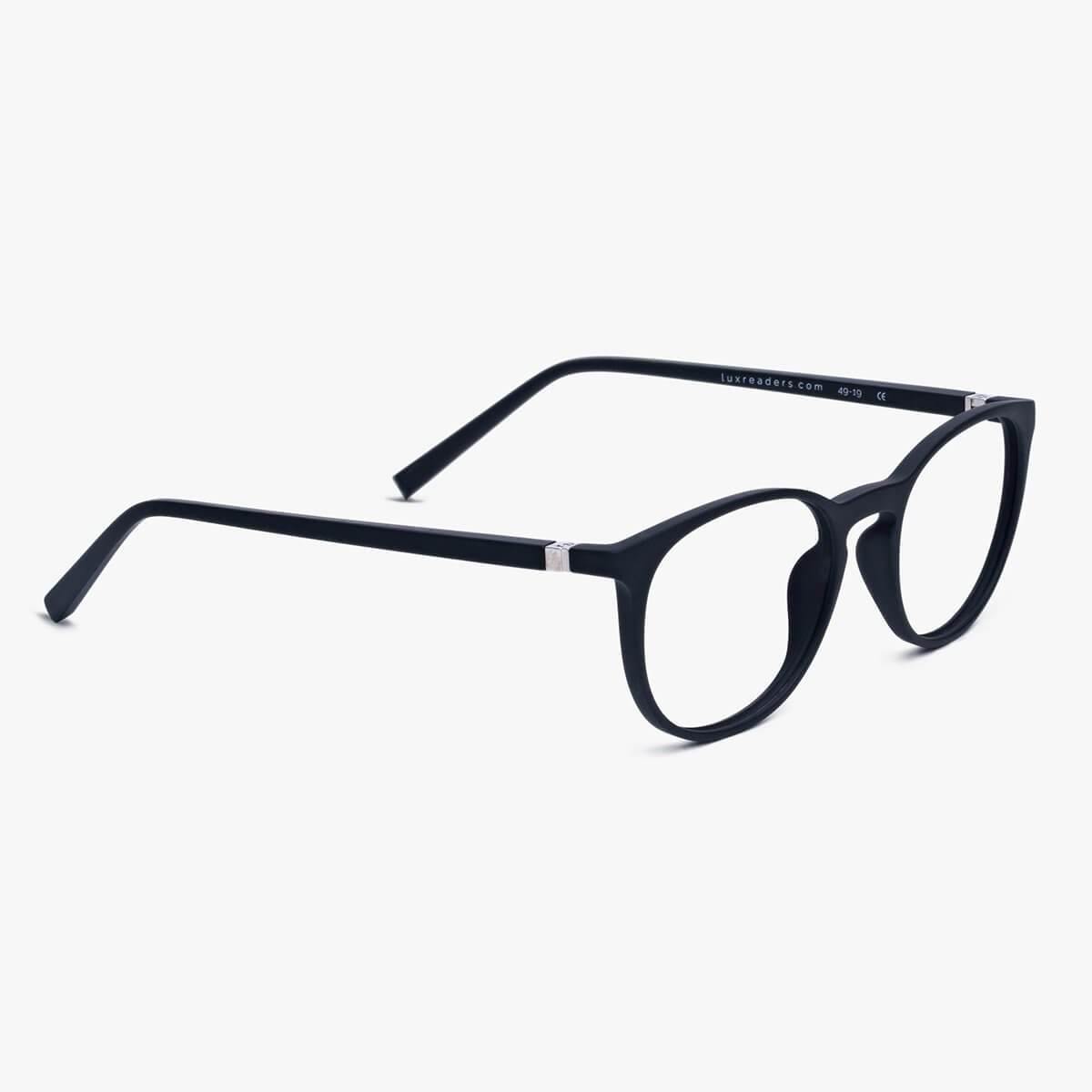 Luxreaders stylish Women's Stockholm Black Reading glasses. Made from Rubber in a Iconic shape.