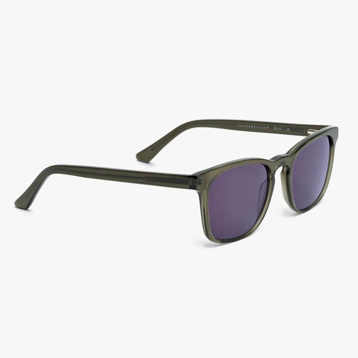 Luxreaders stylish Bornholm Shiny Olive Sunglasses. Made from Acetate in a Square shape.