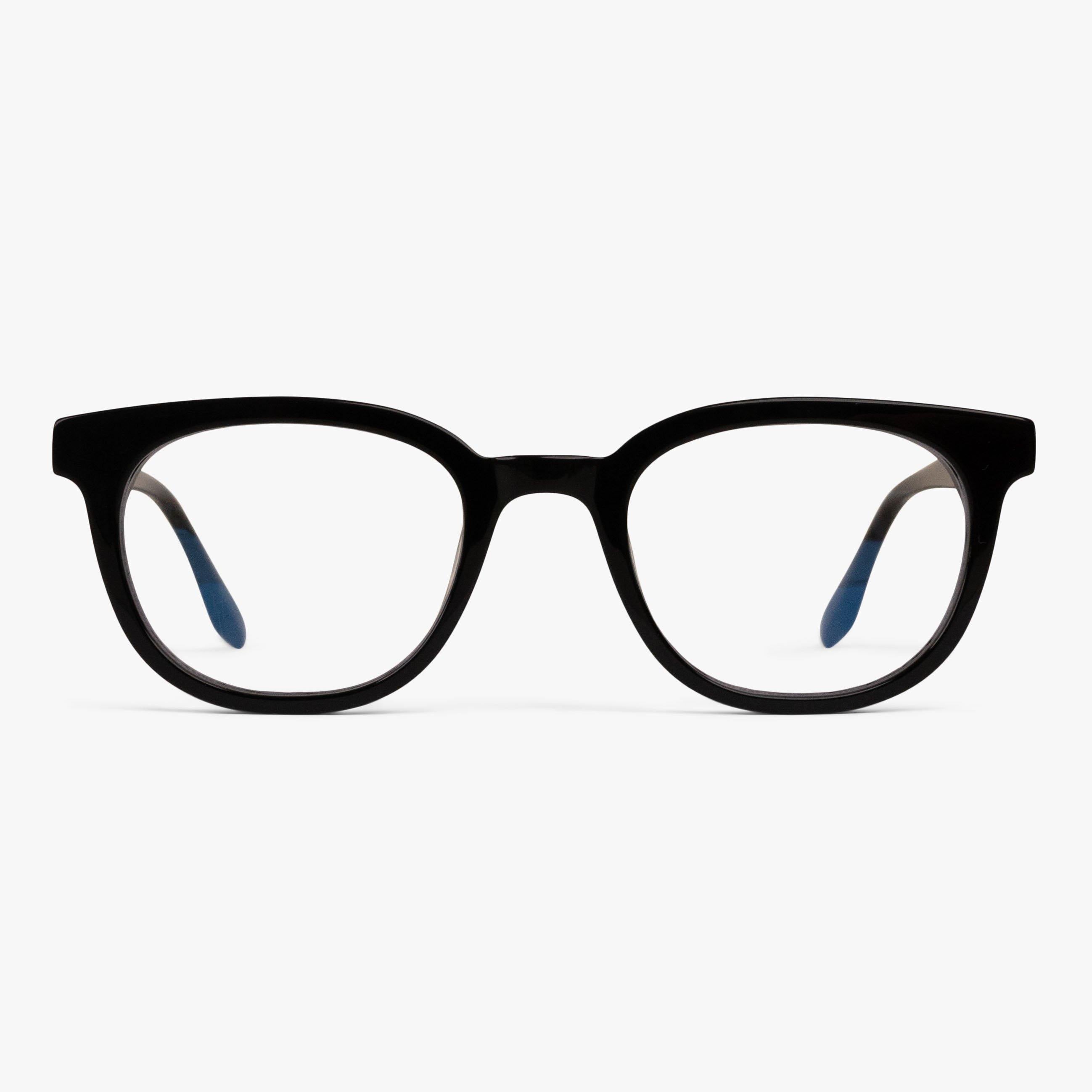 Luxreaders stylish Men's Borås Black Blue light glasses. Made from Acetate in a Square shape.