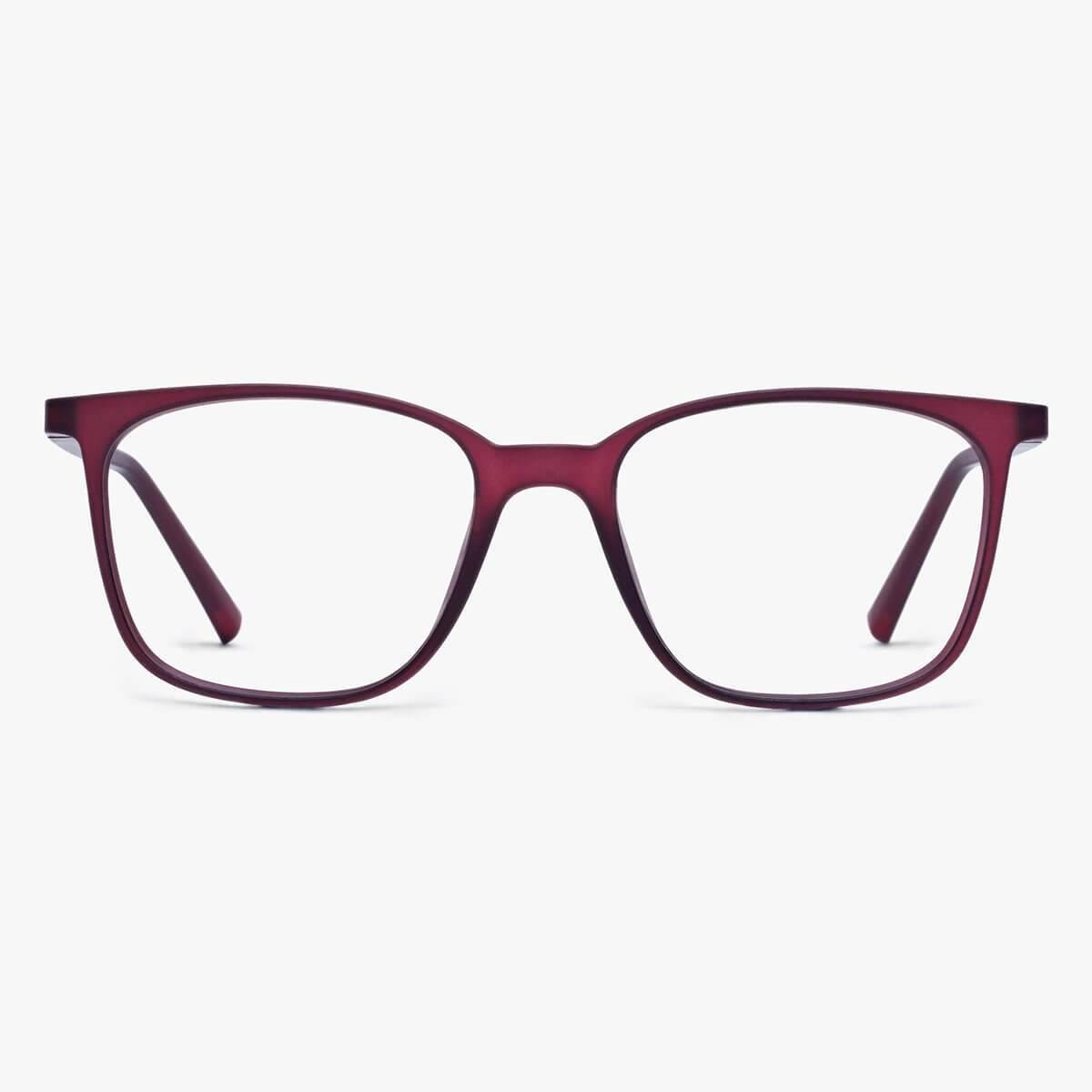 Fyn Red rectangular burgundy glasses with sleek frame