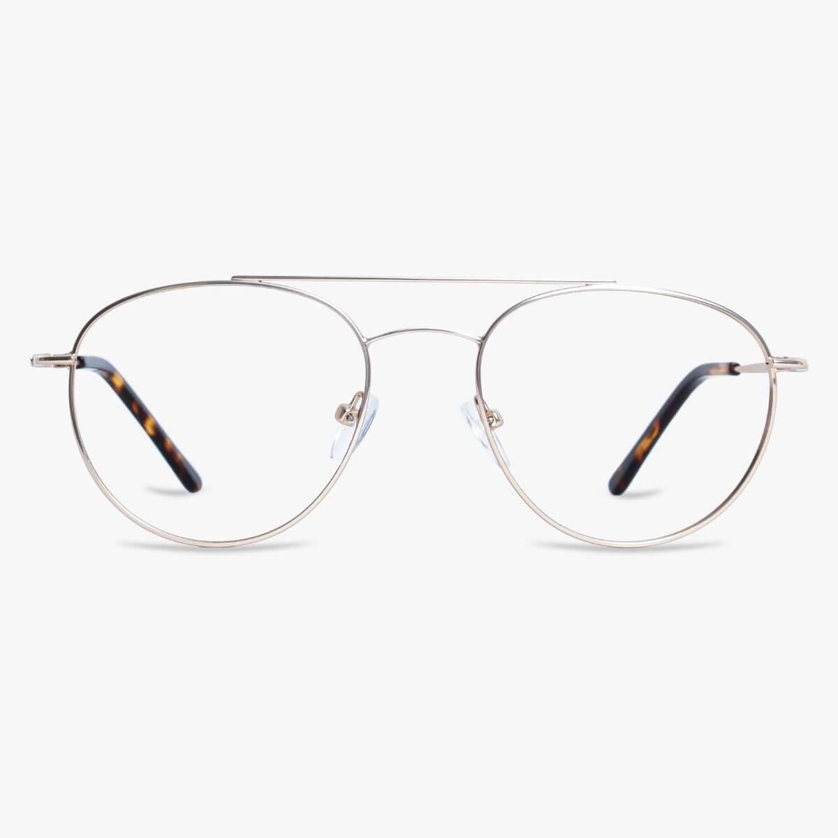 Göteborg Gold aviator glasses with thin gold frame and tortoiseshell temple tips