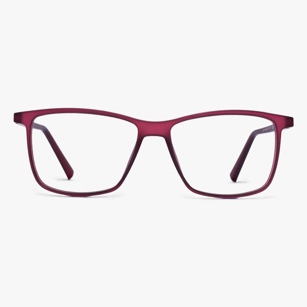 Square red reading glasses with sleek design