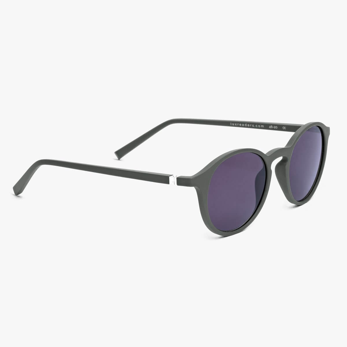 Læsø Dark Army sunglasses with dark round lenses and grey matte frame
