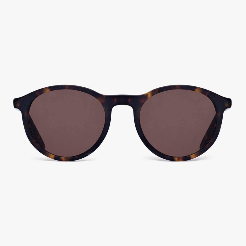 Løkken Dark Turtle round tortoiseshell sunglasses with dark lenses