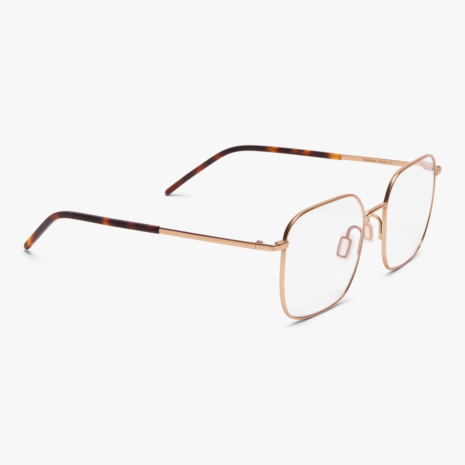 Men's Båstad Gold square gold frame reading glasses with brown temples