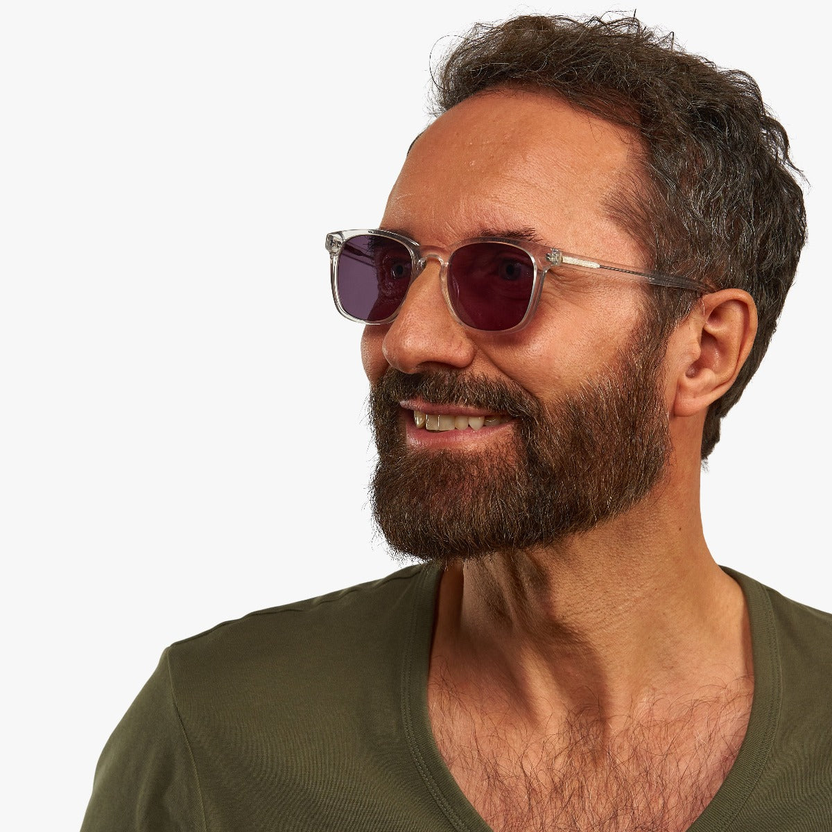 Person wearing Men's Bornholm Crystal White glasses