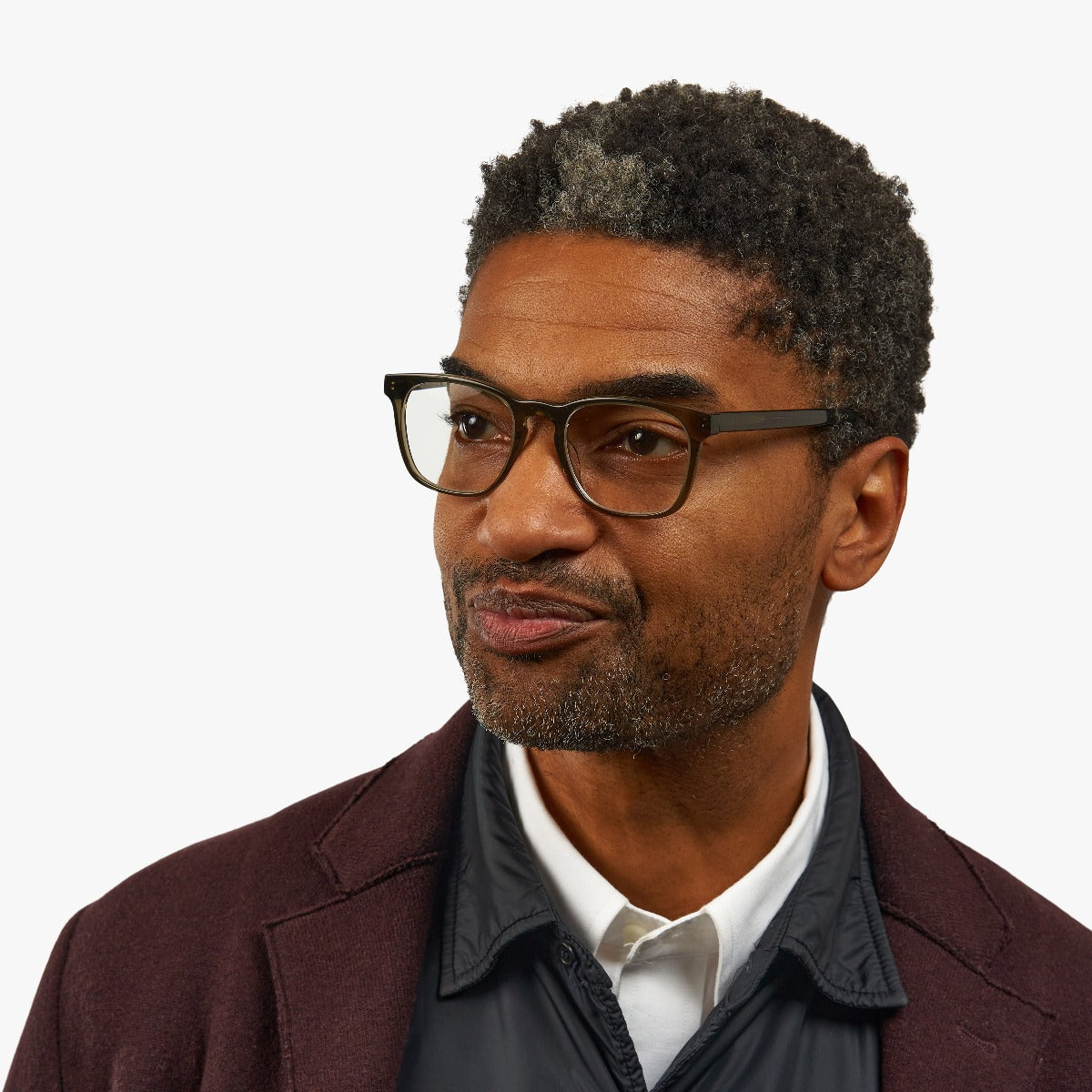 Person wearing Men's Bornholm Shiny Olive glasses