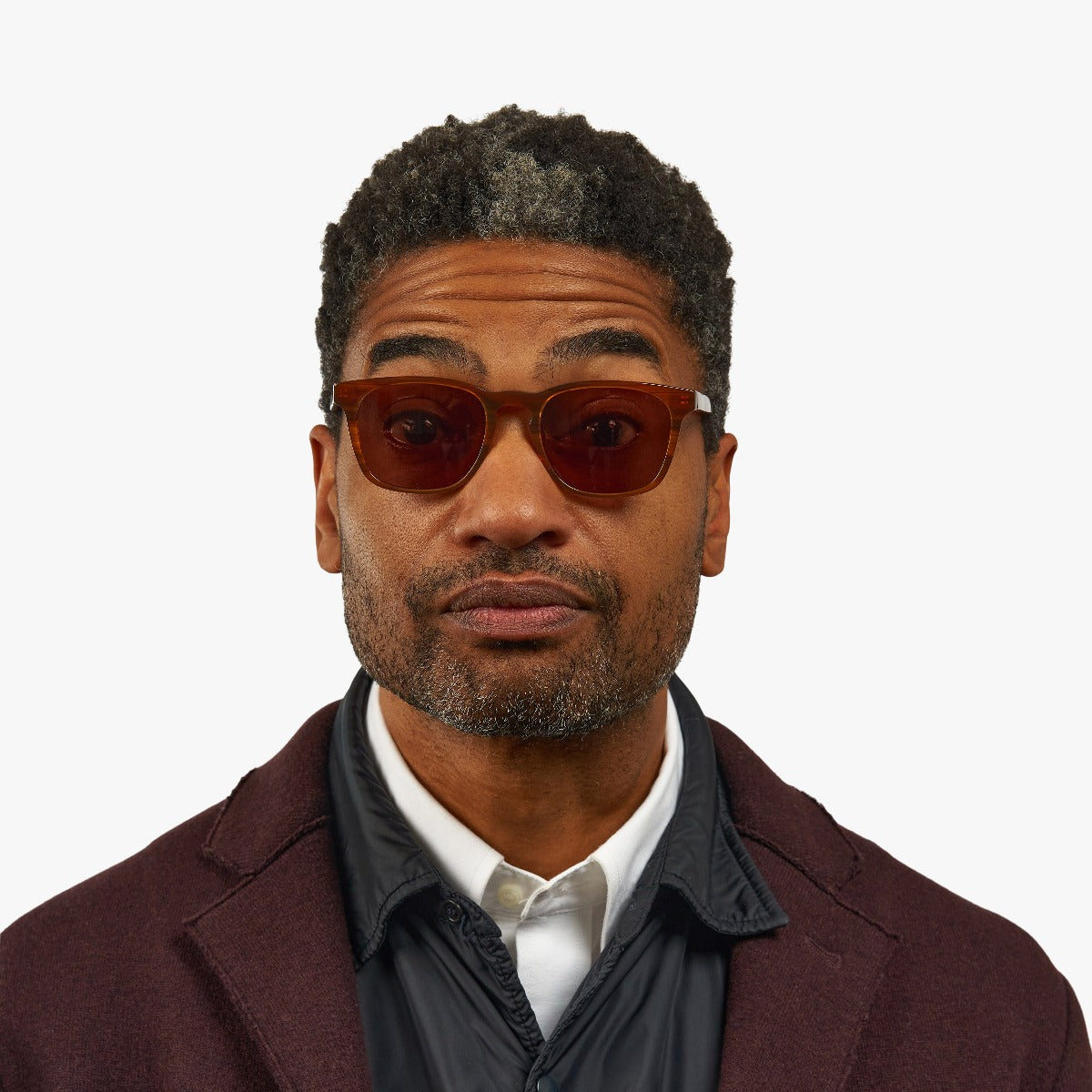 Person wearing Men's Bornholm Shiny Walnut glasses
