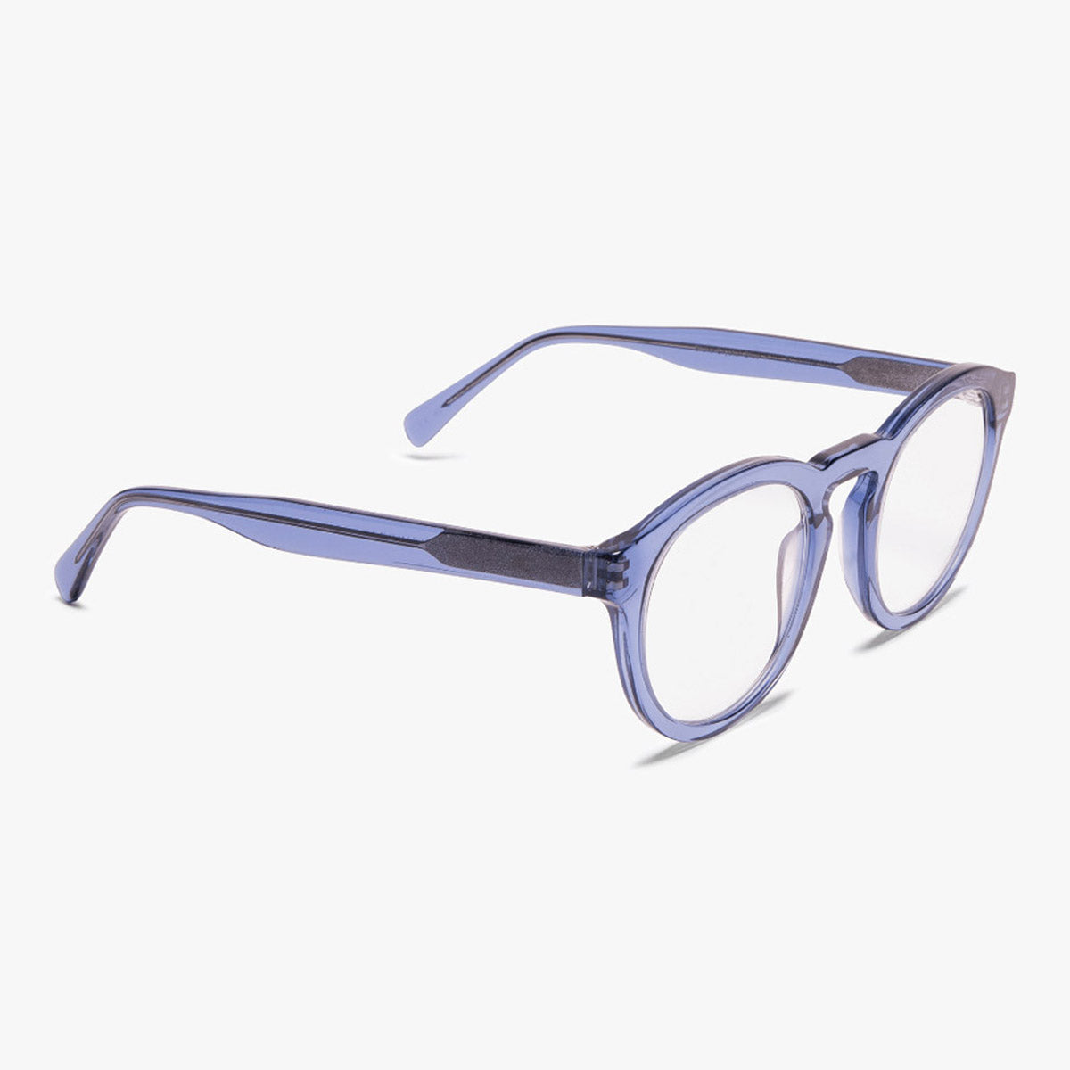Men's Gråsten crystal blue reading glasses with round lenses