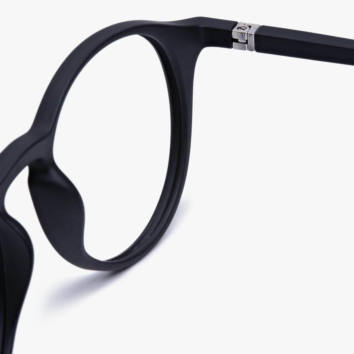 Men's Læsø Black glasses with matte black frames and metal hinge detail