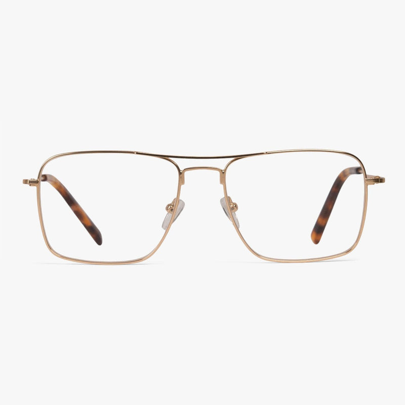 Men's Lidköping Gold rectangular glasses with gold frame
