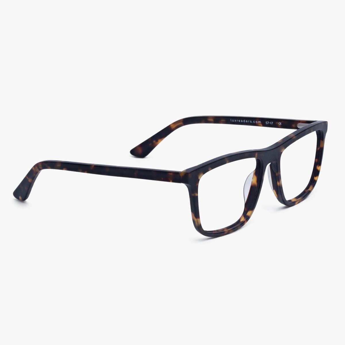 Men's Oslo Dark Turtle rectangular glasses with a tortoiseshell pattern