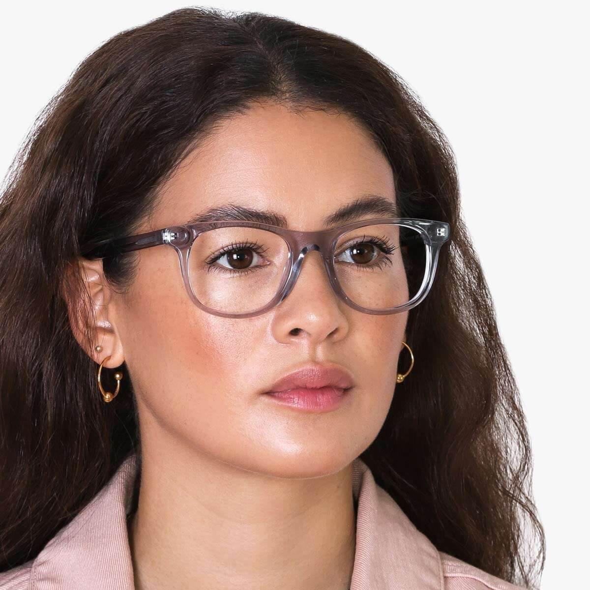 Luxreaders stylish Women's Malmö Crystal Grey Blue light glasses. Made from Acetate in a Square shape.