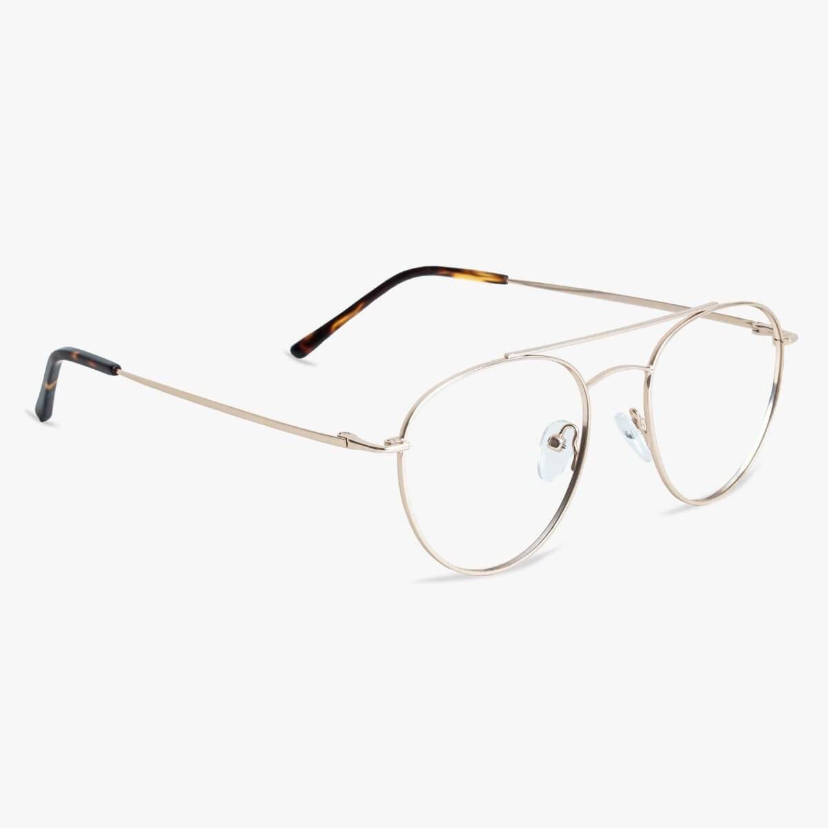 Luxreaders stylish Women's Göteborg Gold Reading glasses. Made from Stainless steel in a Round shape.
