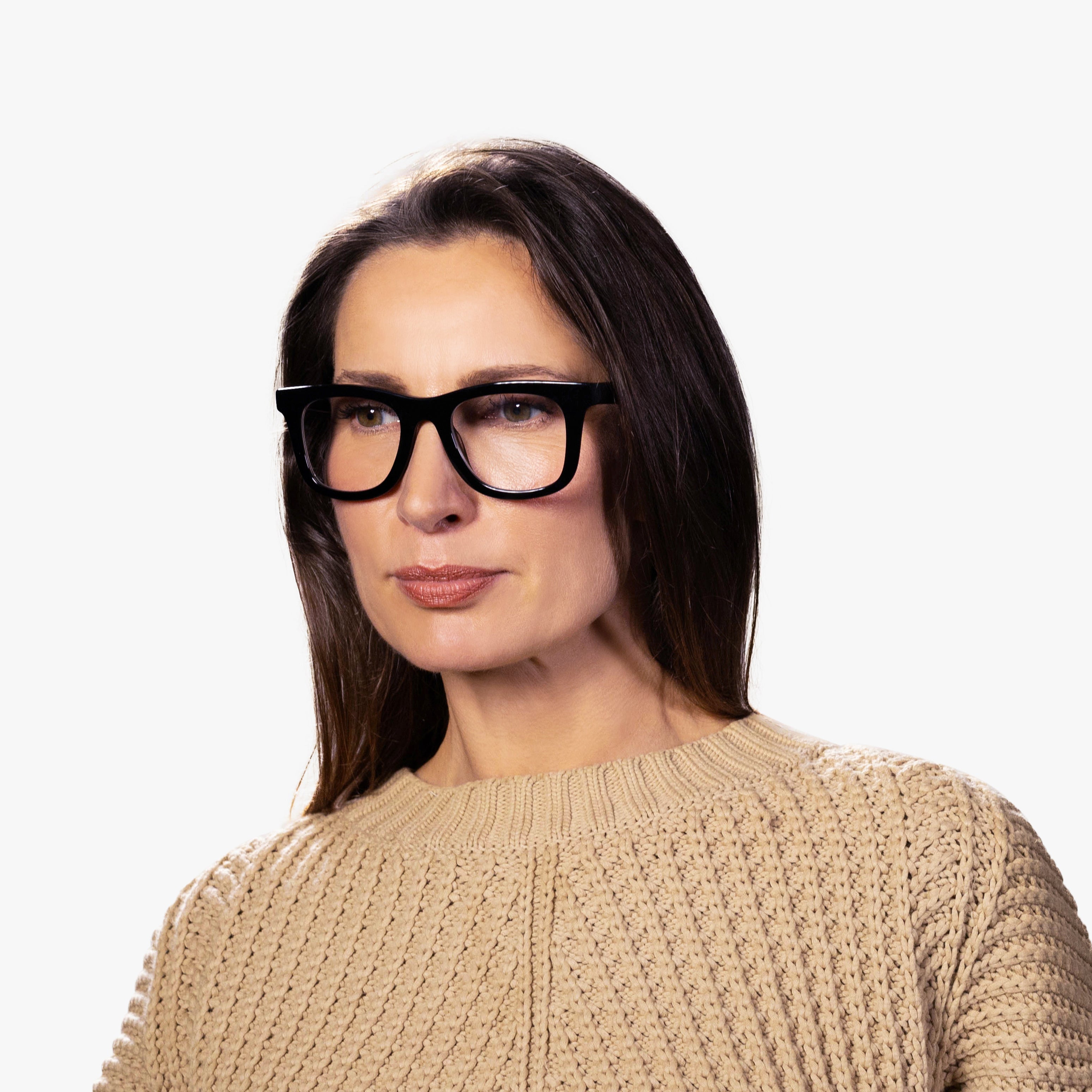 Person wearing Samsø Black square reading glasses