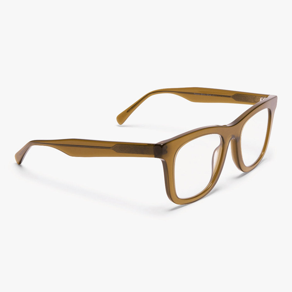 Samsø Shiny Olive rectangular glasses with translucent olive frames