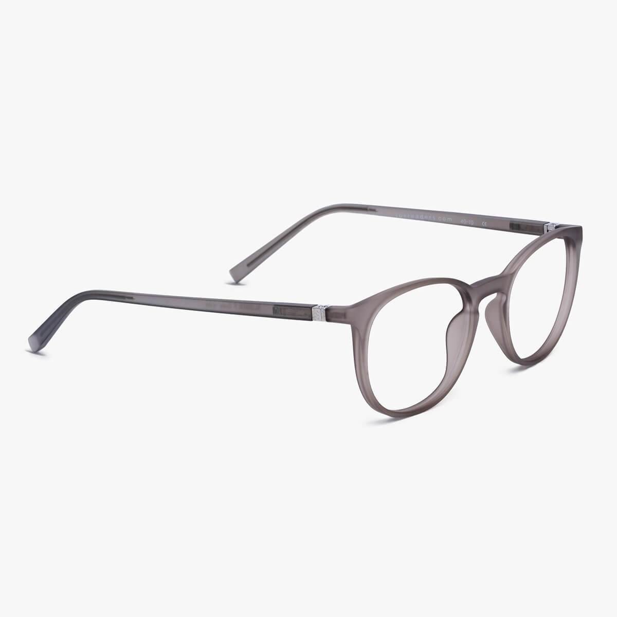 Stockholm Grey matte round eyeglasses with subtle translucent frames