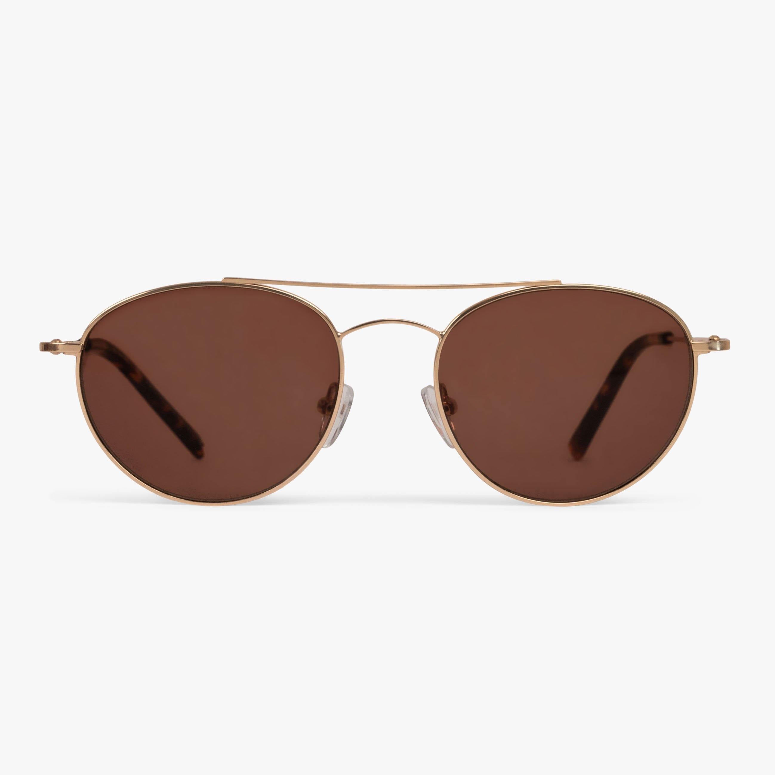 Luxreaders stylish Women's Göteborg Gold Sunglasses. Made from Stainless steel in a Round shape.