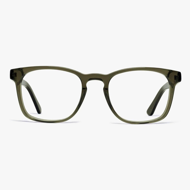 Women's Bornholm Shiny Olive rectangular glasses with olive frames