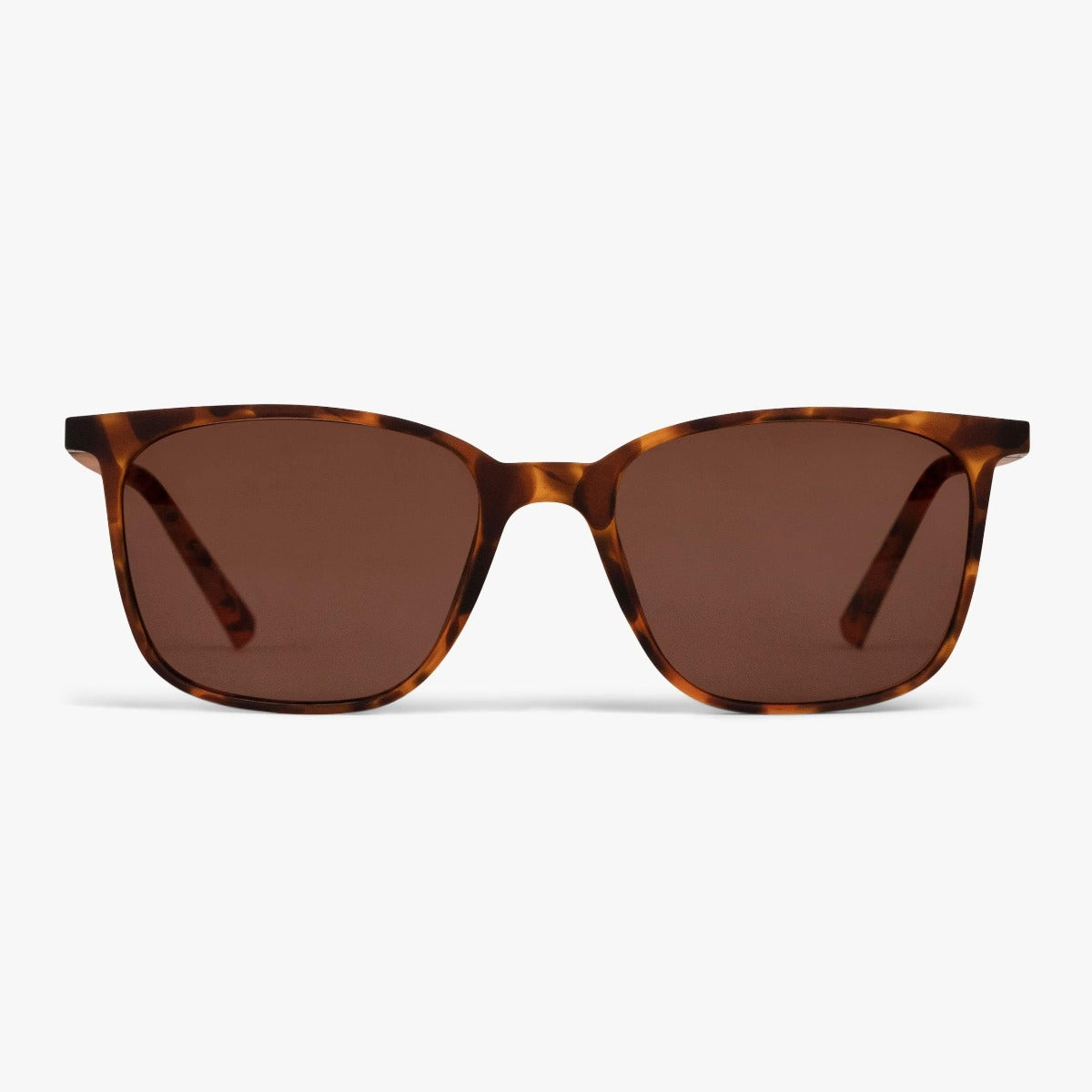Tortoise shell square sunglasses with brown lenses