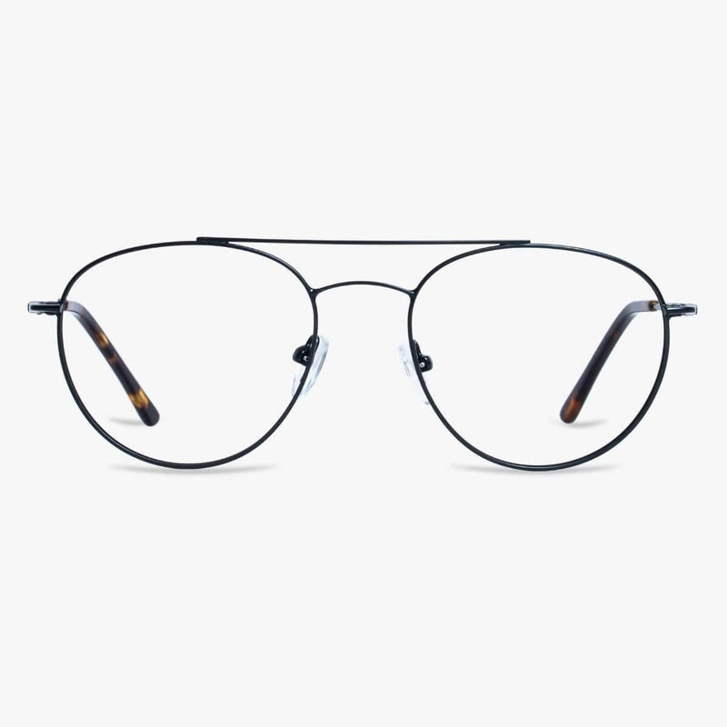 Women's Göteborg Black aviator glasses with thin black metal frame