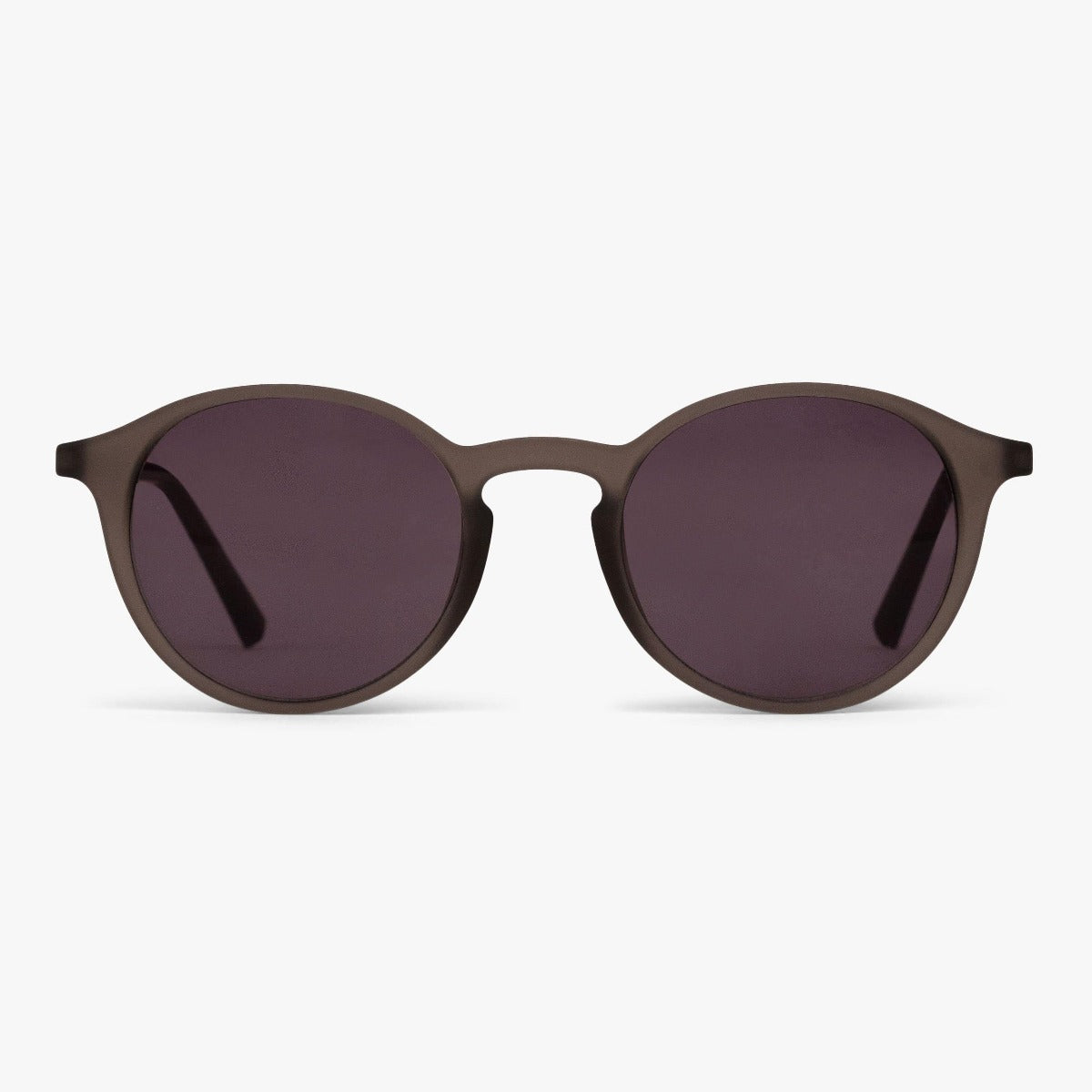 Women's Læsø Grey sunglasses with round dark lenses and matte grey frame