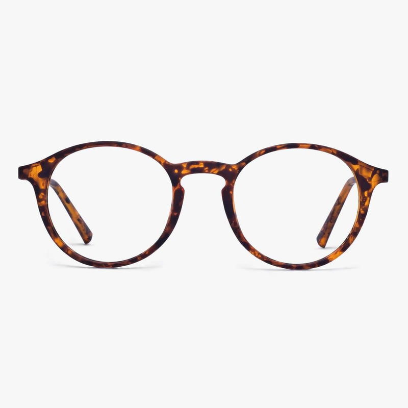 Tortoiseshell round reading glasses with women's style