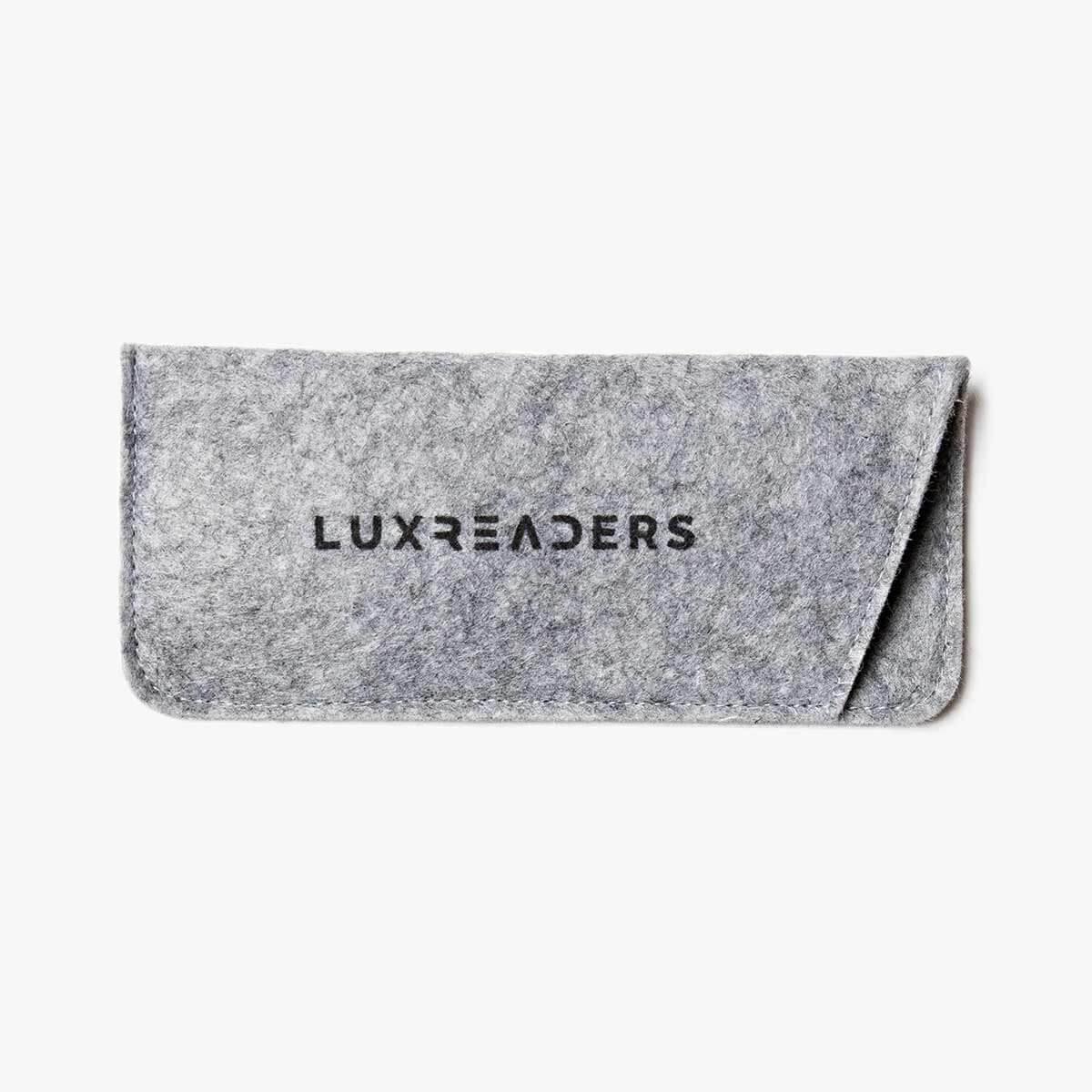 Grey felt glasses case for Luxreaders Women's Malmö Crystal Grey