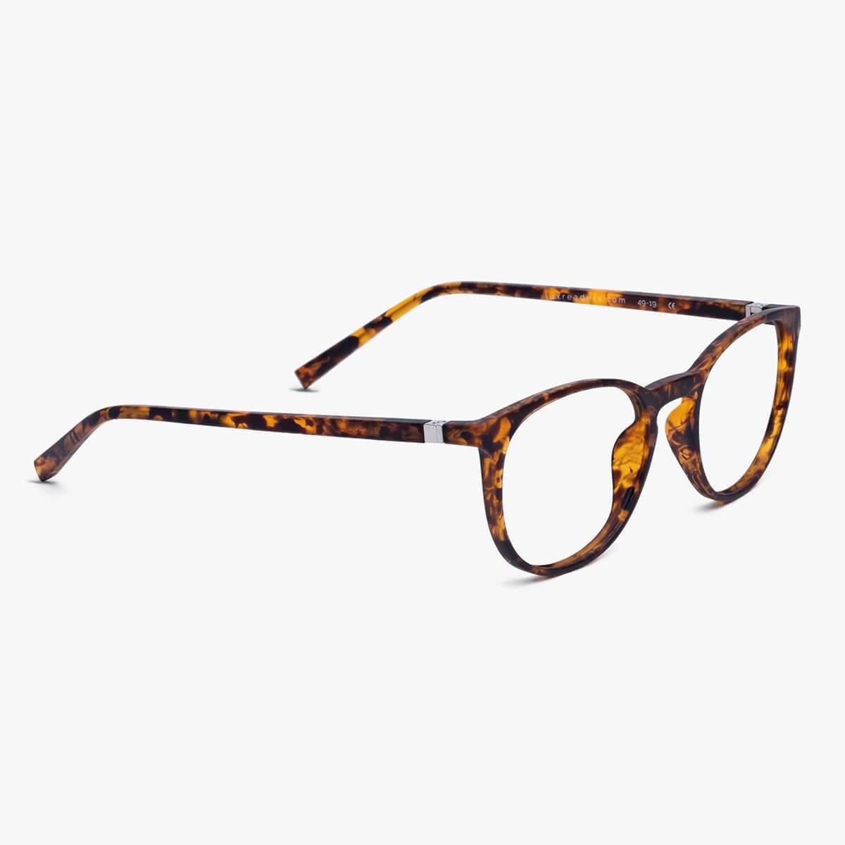Tortoiseshell reading glasses with round frame and elegant design