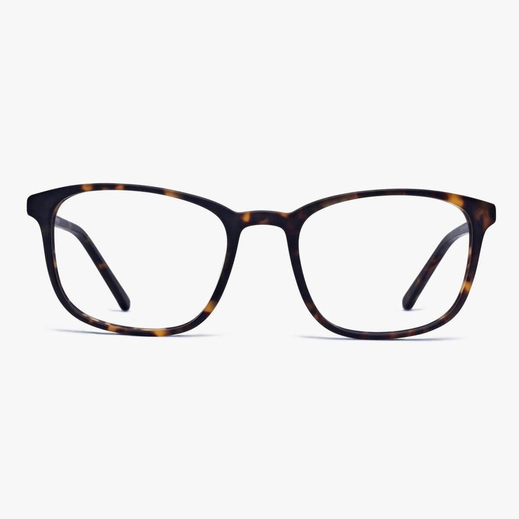 Billiga läsglasögon med djurtryck på sin rektangulära båge